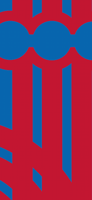 grafische Nahaufnahme des Buchstaben A mit roten Linien auf blauem Hintergrund